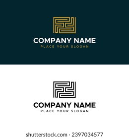 Letra FF Monograma Logotipo de vector minimalista de oro