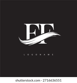 FF Letter Monogram Logo with Brush Stroke for Modern Brand Identity