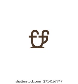 Concepto de diseño de logotipo de taza de café de letras FF.