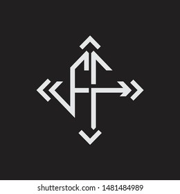 FF Logo Abstrac letter Monogram with Arrow in every side isolated on black background