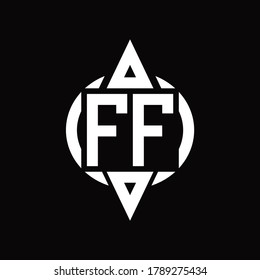 FF Logo with circle rounded combine triangle top and bottom side design template