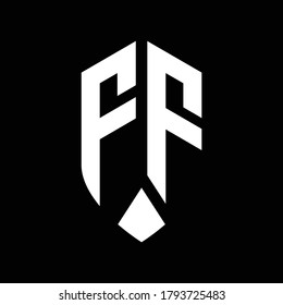 monograma del logotipo ff con plantilla de diseño de estilo de escudo de emblema