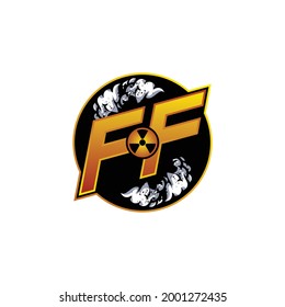 FF Logo Monograma Gaming con forma de gas plantilla de diseño vector icono moderno