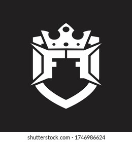 FF Logo monogram isolated with shield and crown design template