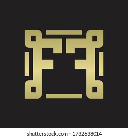 Monograma de logotipo FF con plantilla de diseño de línea de pieza