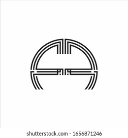 FF Logo monogram triple ribbon style line design template isolated on white background