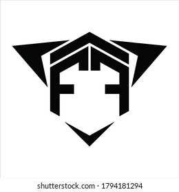 FF Logo monogram with wings arrow around design template on white background