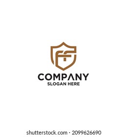 Plantilla de diseño del logotipo de la carta blindada de FF
