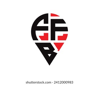 diseño de logotipo de la forma de la ubicación de la letra FFB
