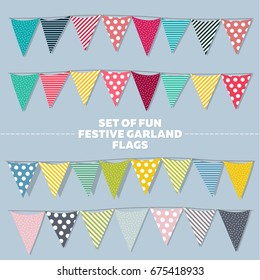 La guirnalda del festival de la bandera. Conjunto de guirnaldas de celebración vectorial