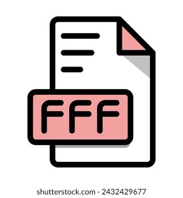 FFF File Format Icon. Outline Style With Color, Vector Illustration