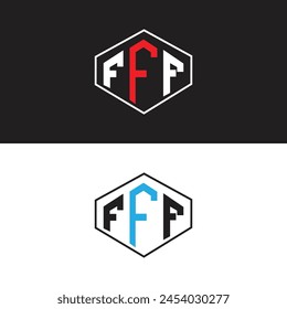 FFF-Buchstaben-Logo-Design in sechs Stil. FFF-Polygon, Kreis, Dreieck, Sechseck, flacher und einfacher Stil mit schwarz-weißem Farbvariationsbuchstaben-Logo in einer Zeichenfläche gesetzt. FFF minimalistisches und klassisches Logo