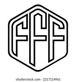FFF three-letter polygon iconic logo design vector template, monogram, abstract, wordmark, letter mark, business, typography, flat, minimalist, brand, initial letter logo, symbol, geometric,  isolated
