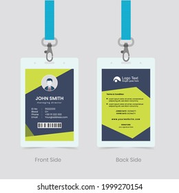 ffice id card template. Creative and professional card. Simple realistic design. Cute cartoon style. Flat style