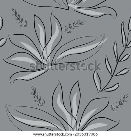 ffloral abstract pattern on a trendy gray background, herbal print for printing on fabric, paper, album covers and invitations Stock photo © 