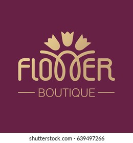 Fflower boutique logo and sign. Vector illustration.