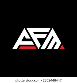 Diseño del logotipo de la letra del triángulo FFM con forma de triángulo. Monograma de diseño del logotipo del triángulo FFM. Plantilla de logotipo vectorial de triángulo FFM con color rojo. Logo triangular de FFM Diseño sencillo, elegante y lujoso.