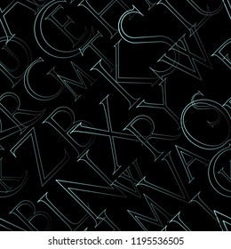 ffont seamless pattern on a black background, vector illustration clip-art