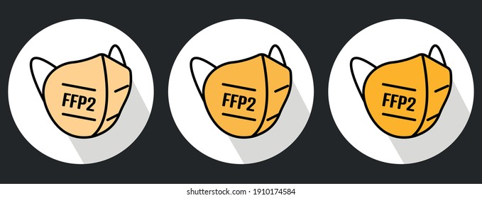 FFP2 face mask icon symbol. Flat vector logo.