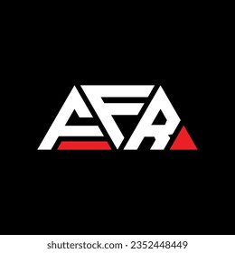 FFR triangle letter logo design with triangle shape. FFR triangle logo design monogram. FFR triangle vector logo template with red color. FFR triangular logo Simple, Elegant, and Luxurious design.