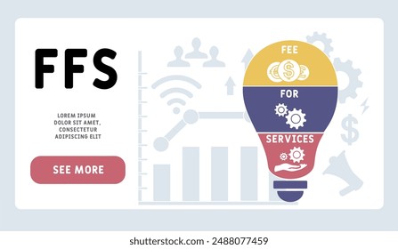 FFS - tarifa por servicios acrónimo. fondo concepto de negocio. concepto de Ilustración vectorial con Palabras claves e íconos. ilustración de letras con íconos para Anuncio de Web, volante, aterrizaje