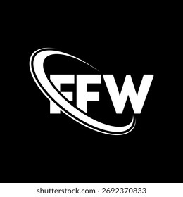 Logotipo da FFW. Carta FFW. Design do logotipo da letra FFW. Logotipo FFW inicial ligado ao círculo e monograma maiúsculo. FFW-tipografia para marca de tecnologia, negócios e imóveis.