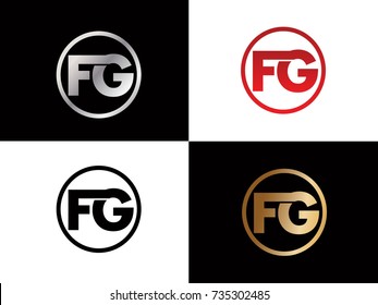 FG Circle Letter Logo Design with RED GOLD BLACK Silver Vector Illustration
