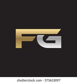 FG company linked letter logo golden silver black background