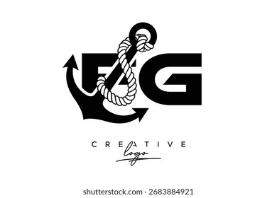 Logo de FG Creative Monogram Latter con diseño de ancla y cuerda