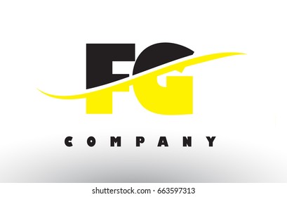 FG F G  Black and Yellow Letter Logo with White Swoosh and Curved Lines.