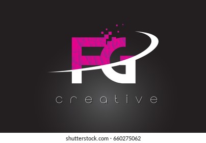 FG F G Creative Letters Design. White Pink Letter Vector Illustration.