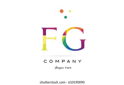 fg f g  creative rainbow colors colored alphabet company letter logo design vector icon template