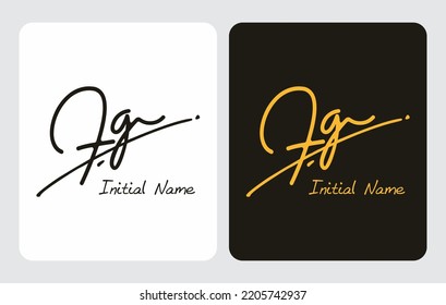 Fg F g initial handwriting Fg initial handwriting signature logo template vector hand lettering for designs or for identity