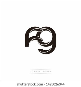 fg f g Initial Letter Split Lowercase Modern Monogram linked outline rounded logo