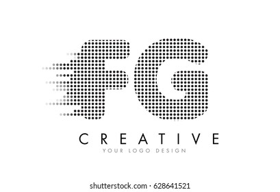 FG F G Letter Logo Design with Black Dots and Bubble Trails.