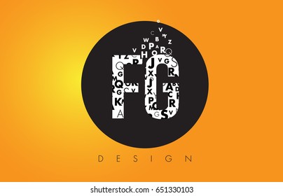 FG F G Logo Design Made of Small Letters with Black Circle and Yellow Background.