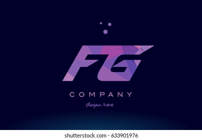 fg f g polygon polygonal letter alphabet text pink purple dots creative company logo vector icon design template