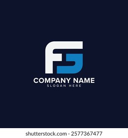 FG, GF, F, G abstract letters logo. Minimal creative initial based GF logo.