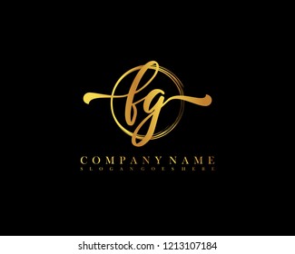 FG initial handwriting logo circle template vector