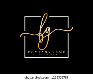 FG Initial handwriting square minimalist logo vector