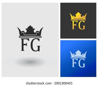 FG initial letter shape logo with crown shape luxury for salon, hotel, cosmetic company