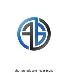 FG initial letters loop linked circle logo black blue