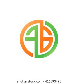 FG initial letters loop linked circle logo orange green