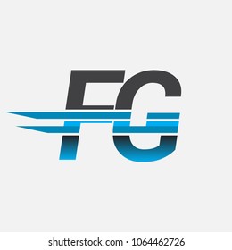 FG initial logo company name colored black and blue, Simple and Modern Logo Design.