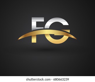 FG initial logo company name colored gold and silver swoosh design. vector logo for business and company identity.
