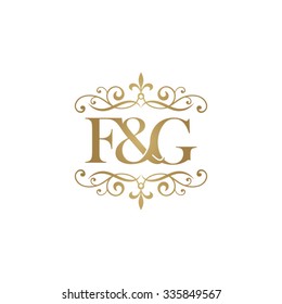 F&G Initial logo. Ornament ampersand monogram golden logo