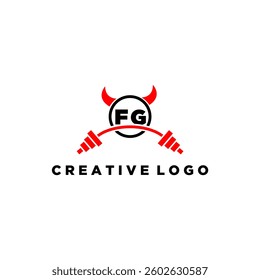 FG initial monogram for fitnes or gym logo with devil style design