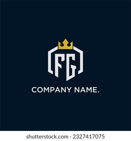 FG initial monogram logo design for hexagon style  crown elegant image