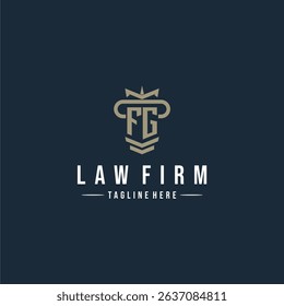 FG initial monogram logo law firm with pillar design