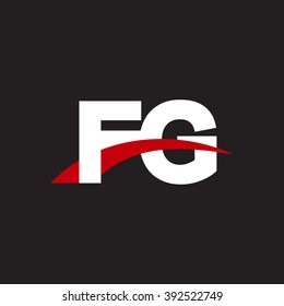 FG initial overlapping swoosh letter logo white red black background